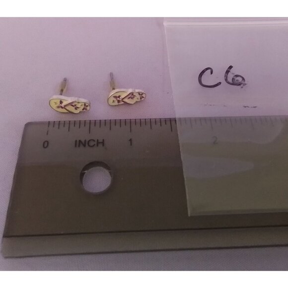 Vintage Enamel Butterfly Flip-Flop Stud Earrings - Picture 5 of 5